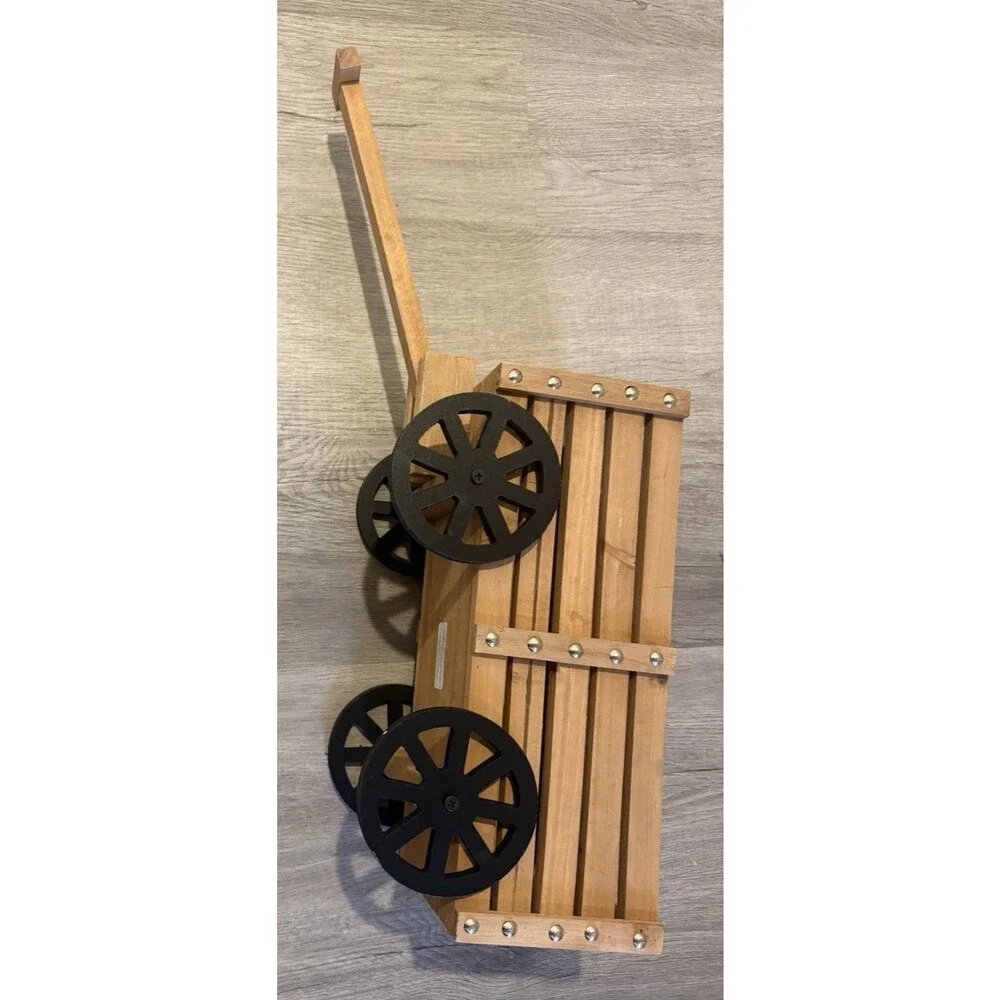 Wood Country Wagon Handcrafted Happy Harvest Basket Crate Flower box
